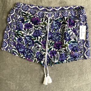Vera Bradley Floral Printed Rayon Drawstring Shorts Size Large NWT